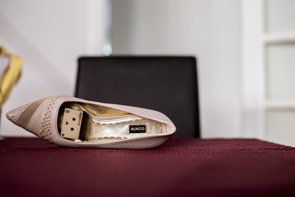 Danbo hiding in a shoe
